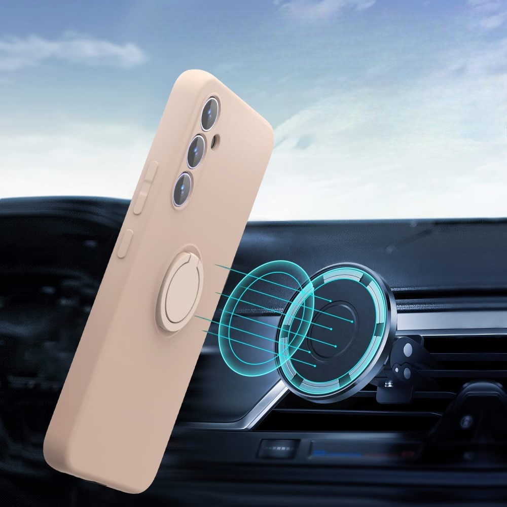 Samsung Galaxy A56 Silikon Case Hülle mit Kameraschutz und Kickstand Haltering   Displayschutzglas - Rosa