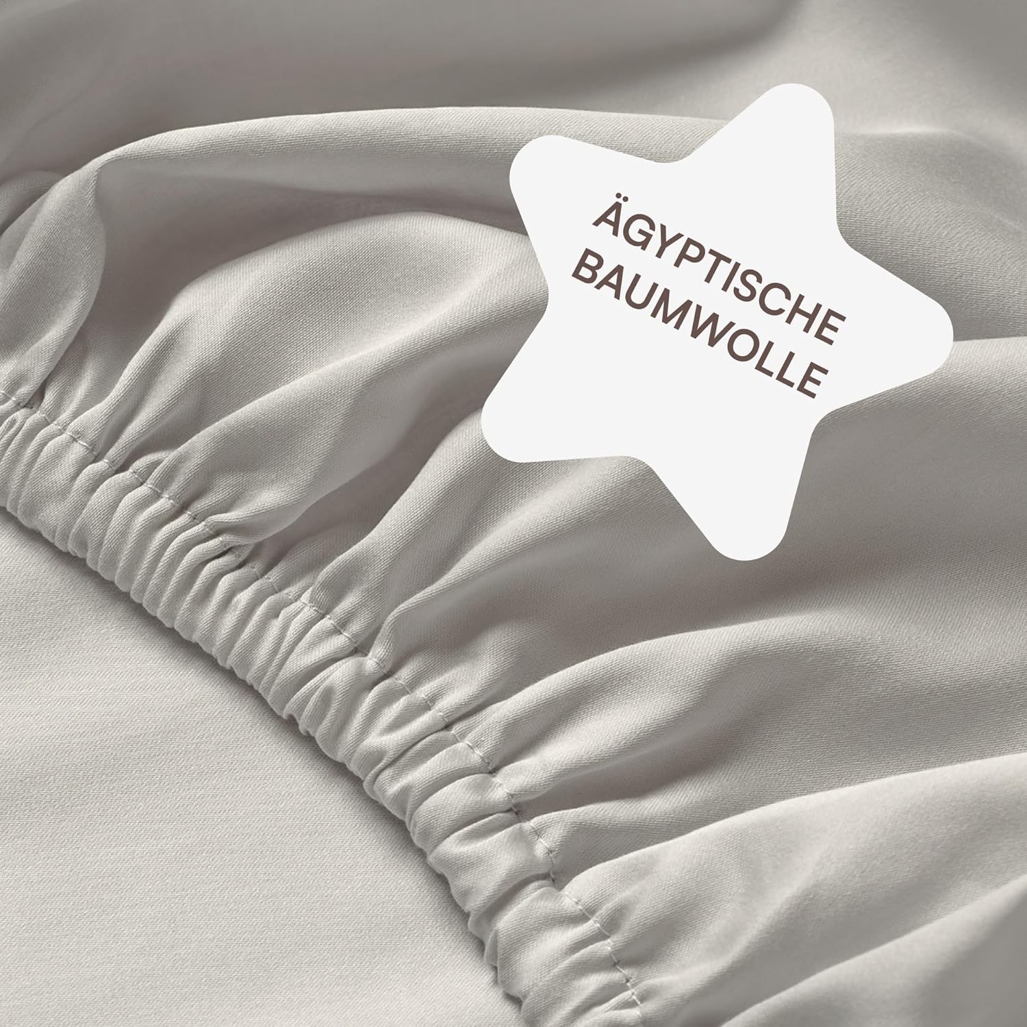 Spannbettlaken 100x200cm Baumwolle Beige/Sand | Hohe Matratze bis 30cm Steghöhe | Ägyptische Baumwolle | Mako Satin