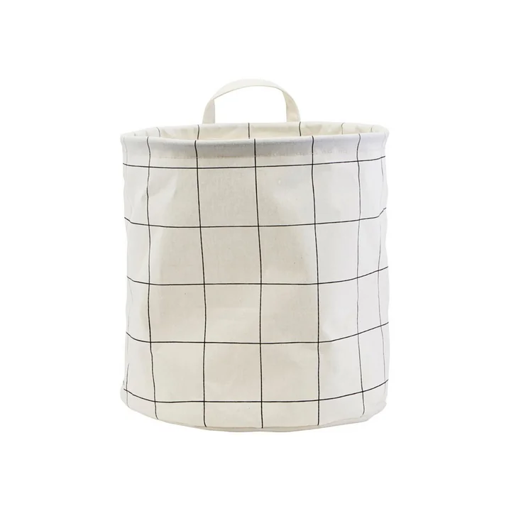 House Doctor - Wäschekorb Squares, Ø 40 x H 50 cm, schwarz / weiss