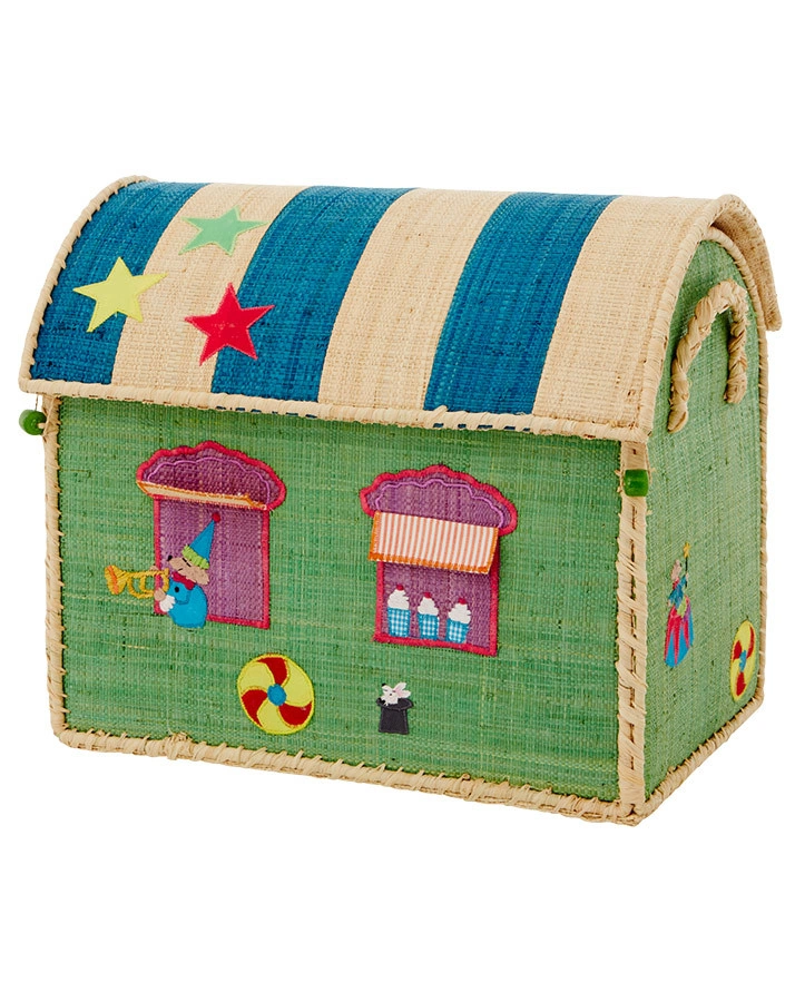 Bast-Spielzeugkiste CIRCUS SMALL (38x33x26) in grün