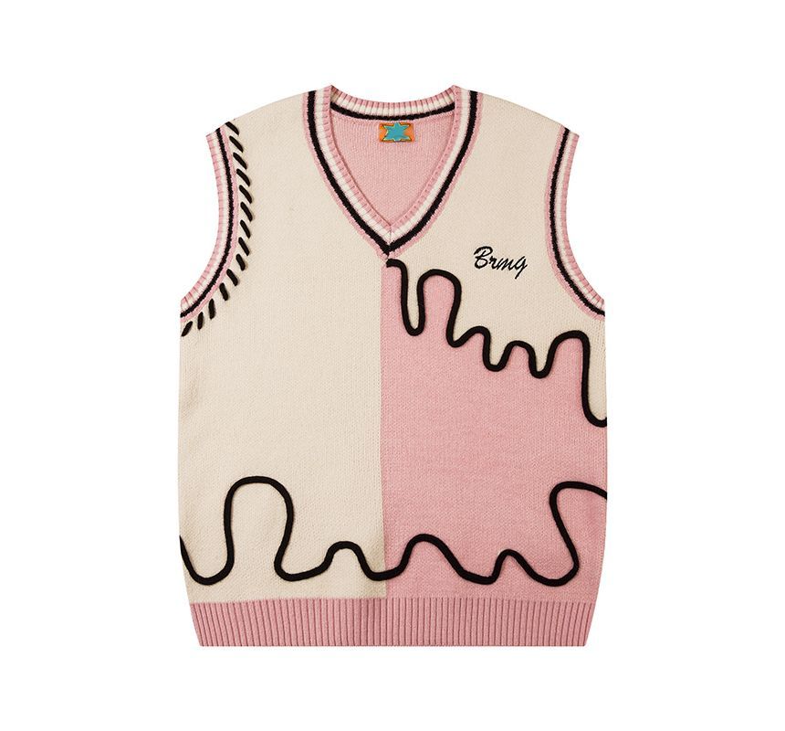 Sagidolls - V-hals trui met letters in twee kleuren