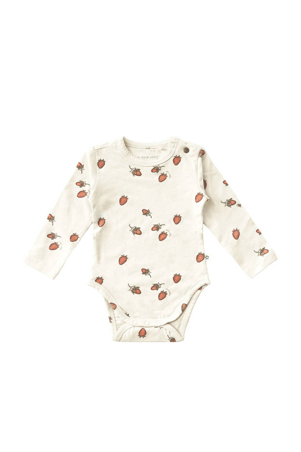 Your Wishes romper met aardbeien print wit/rood