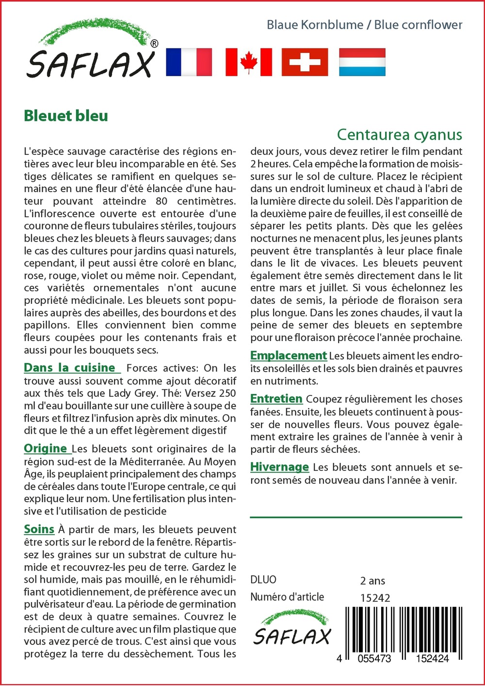 Bleuet bleu - 27000 graines - centaurea cyanus