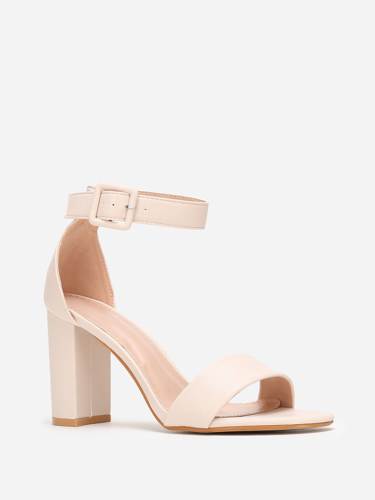 Sandales à bride simple et haut talon- Beige