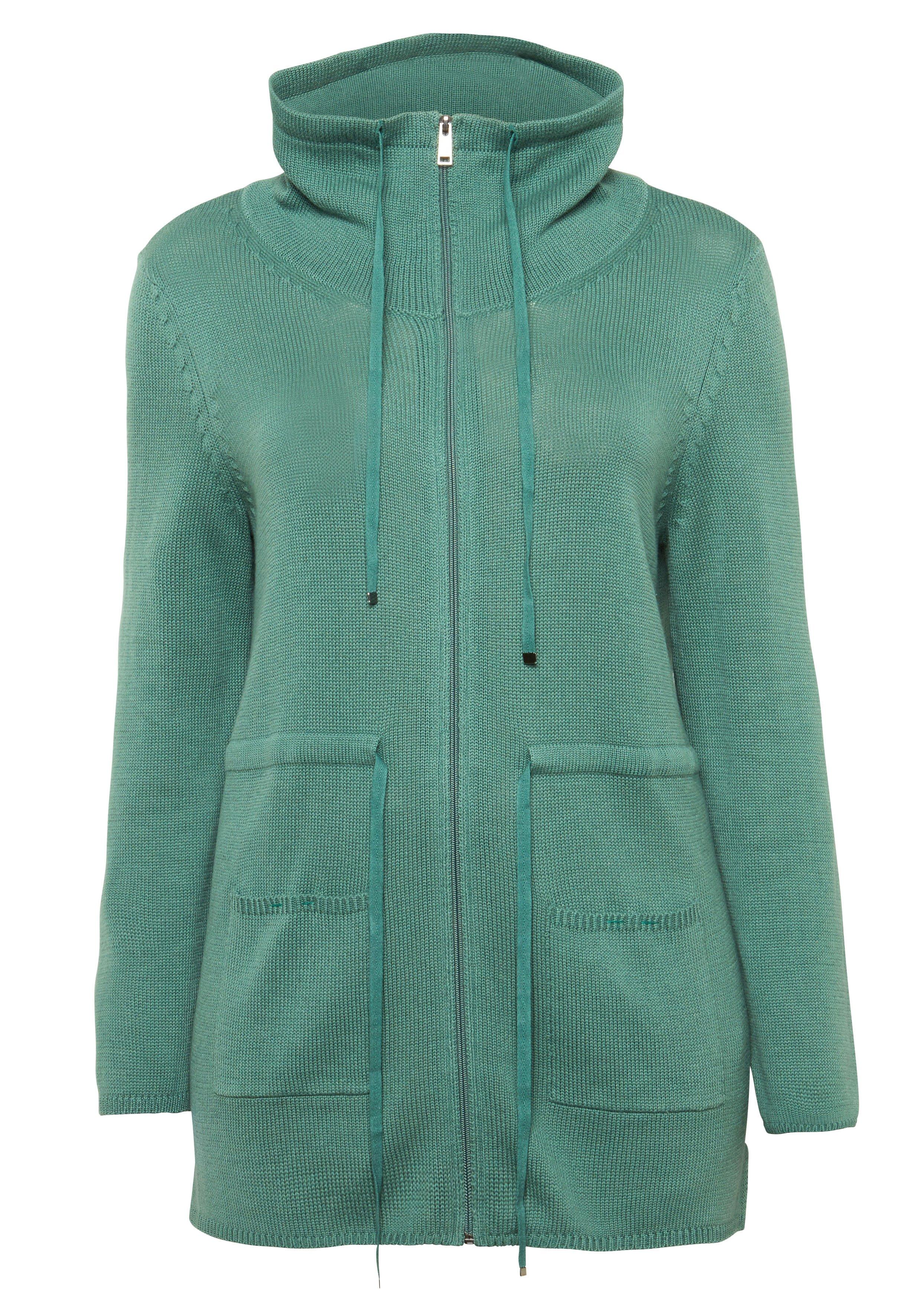 Strickjacke mit Reißverschluss und Taillen-Tunnelzug