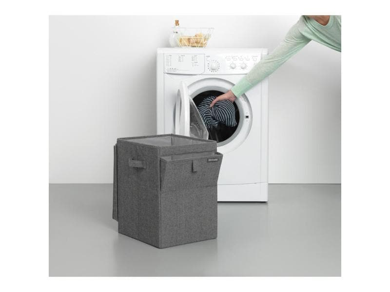 Brabantia Wäschesammler stapelbar, 35 Liter, Schwarz Stapelbarer Wäschekorb