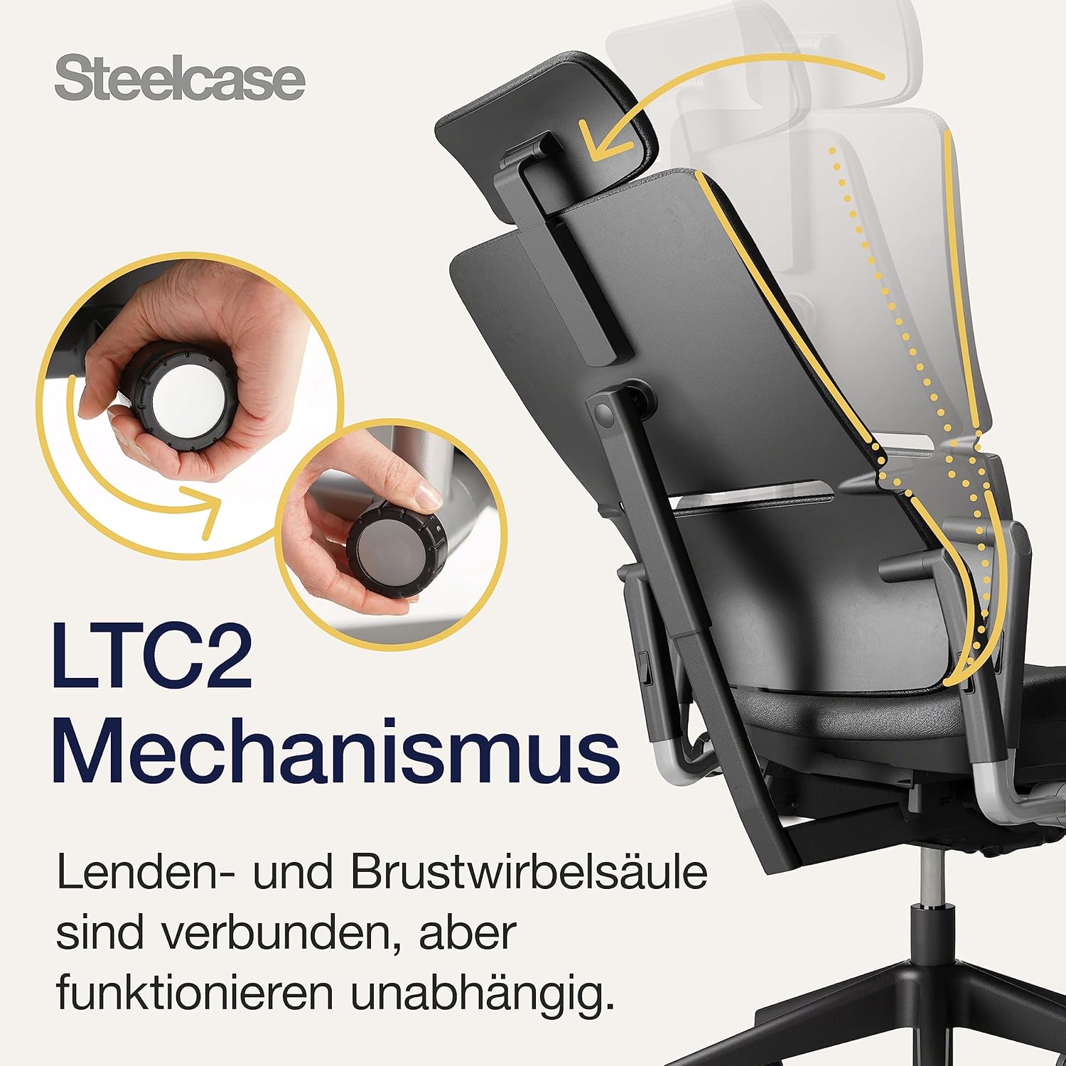 Steelcase Please Ergonomischer Bürodrehstuhl mit höhenverstellbarer Lumbalstütze für Unterstützung den ganzen Tag über, anpassbare Kopfstütze Schwarzes Leder