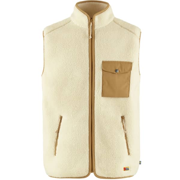 Veste polaire randonnée FJALLRAVEN VARDAG PILE FLEECE VEST M CHALK WHITE-BUCKWHEAT BROWN
