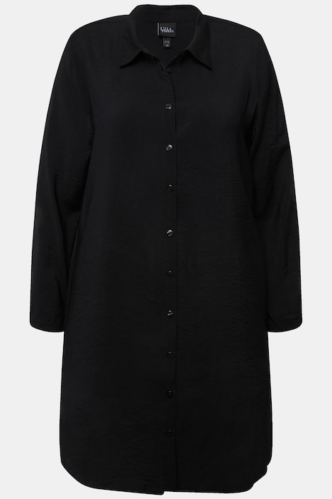 Longbluse, A-Linie, Hemdkragen, Langarm