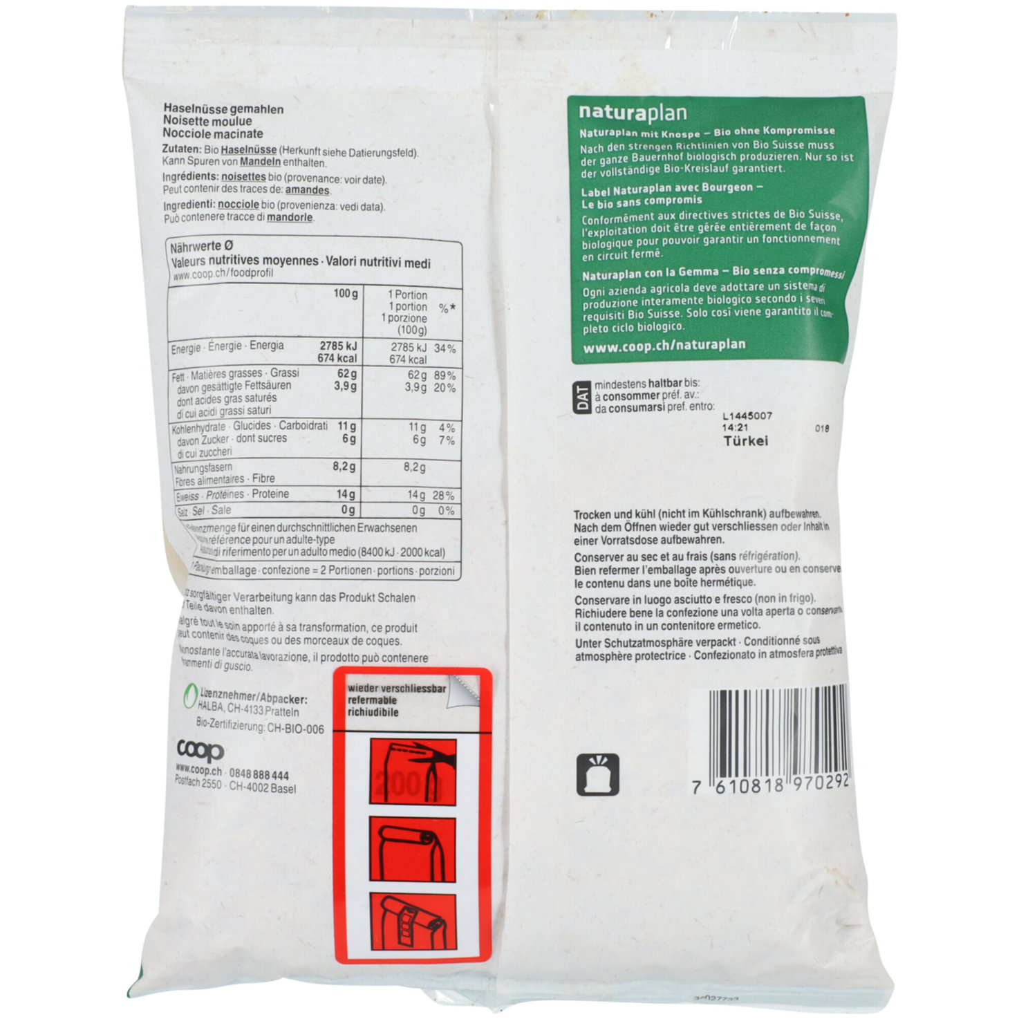 Naturaplan Bio Haselnüsse gemahlen