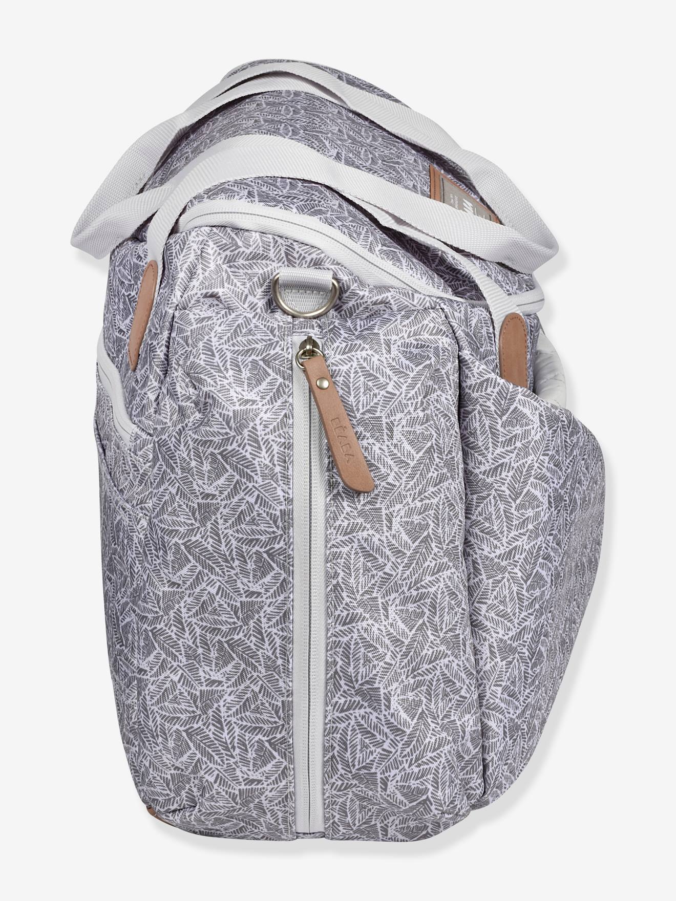 Bolsa de maternidade Sydney II BEABA, cinza claro com estampa.