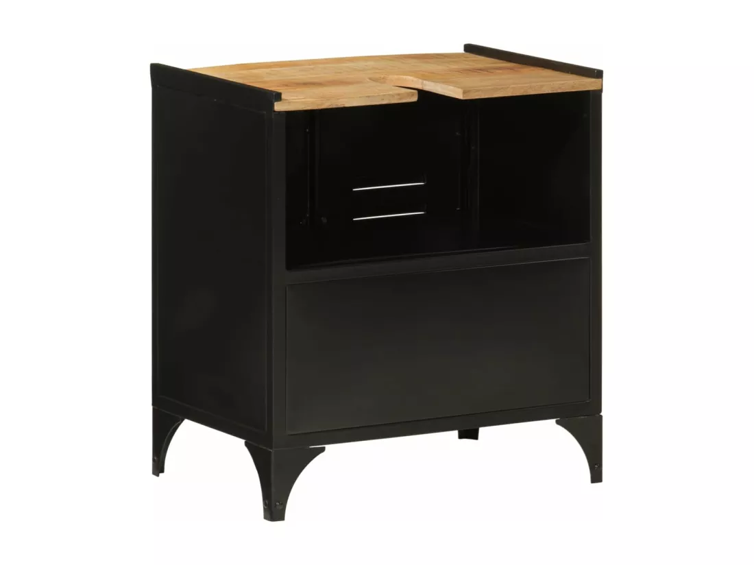 Armoire de lavabo de salle de bain fer et bois de manguier