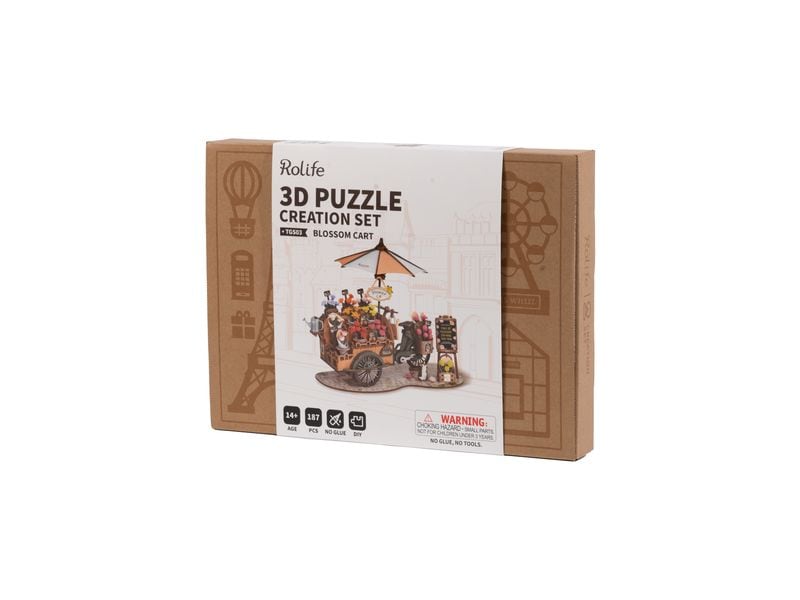 RoboTime Bausatz Blossom Cart 187-teilig 3D-Puzzle aus lasergeschnittenen Holzteilen