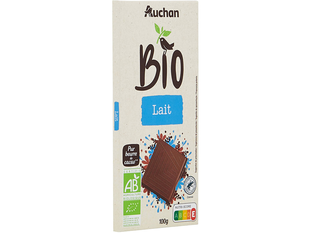 CHOCOLATE AUCHAN DE LEITE BIO 100G