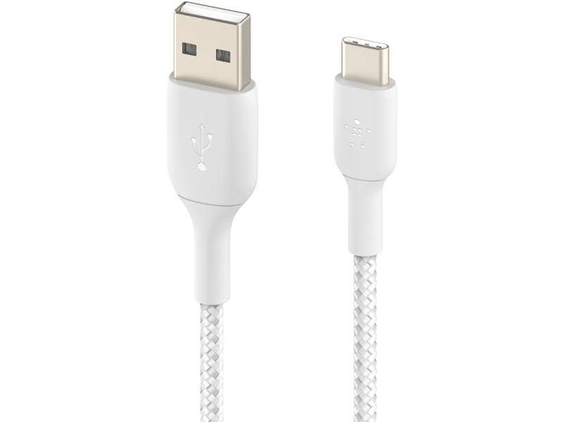 Belkin USB-Ladekabel Braided Boost Charge USB A - USB C 2 m Verbindungskabel mit geflochtener Nylonummantelung von USB-A zu USB-C