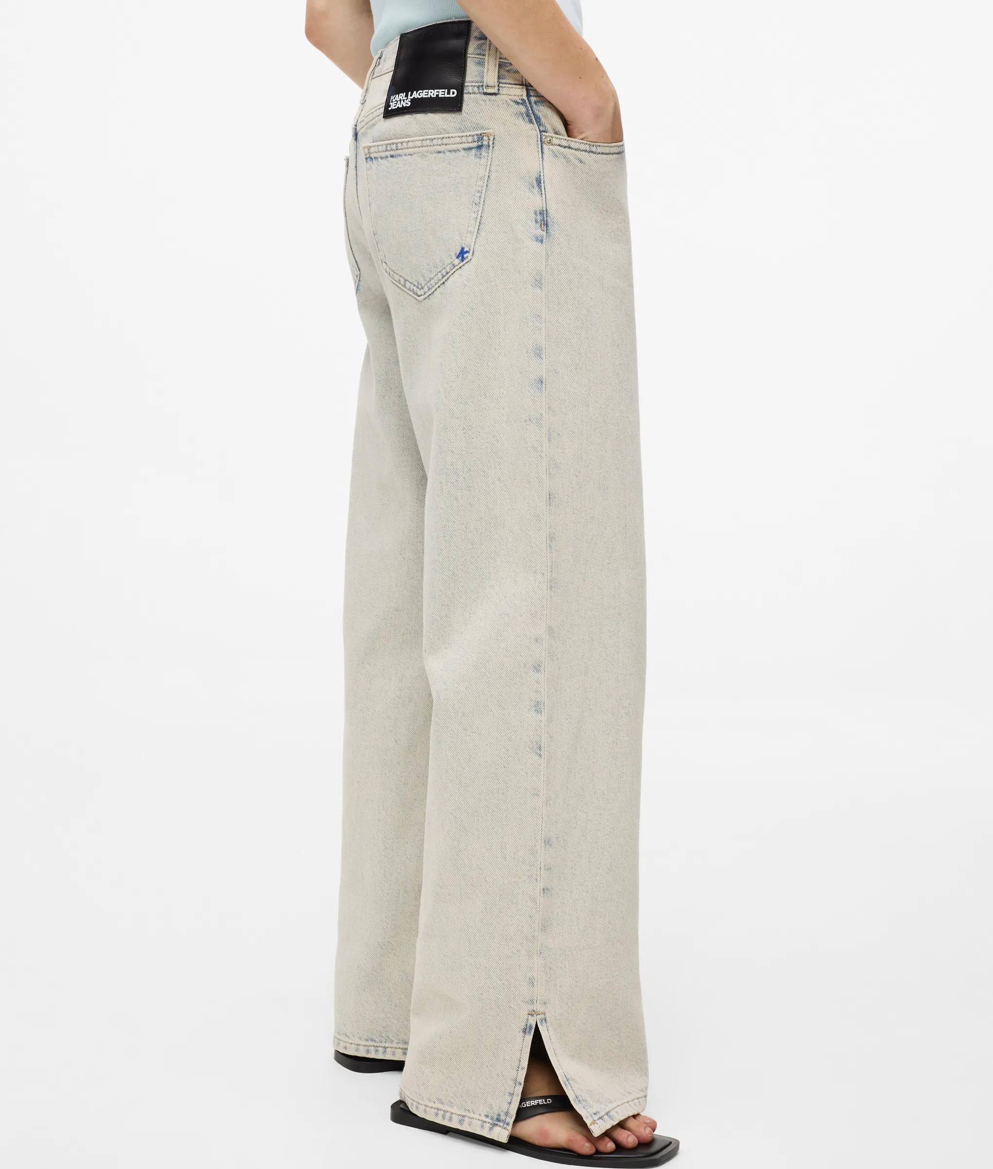 Halfhoge relaxed jeans met split