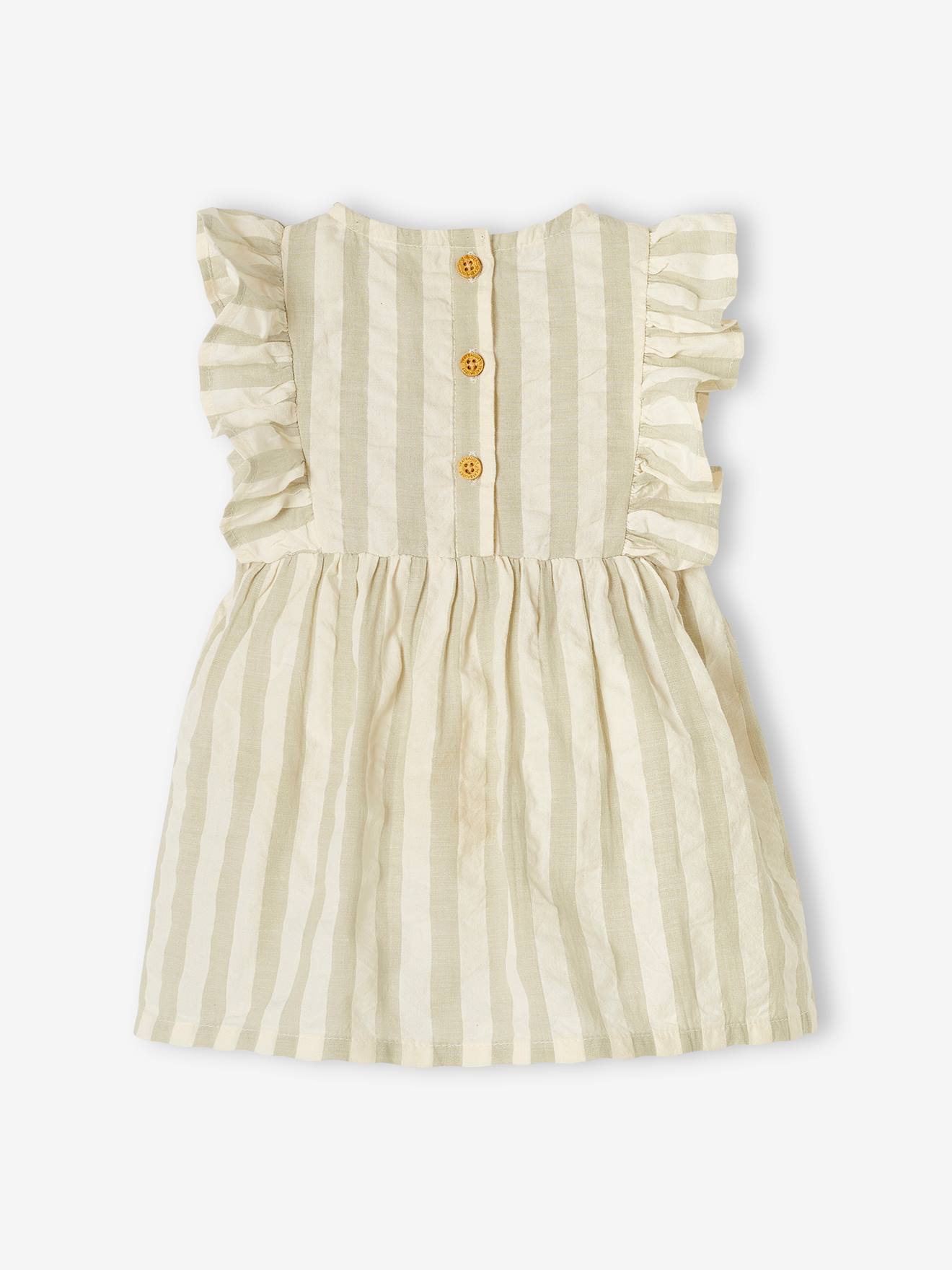 Vestido xadrez vichy sem mangas para bebê, verde acinzentado