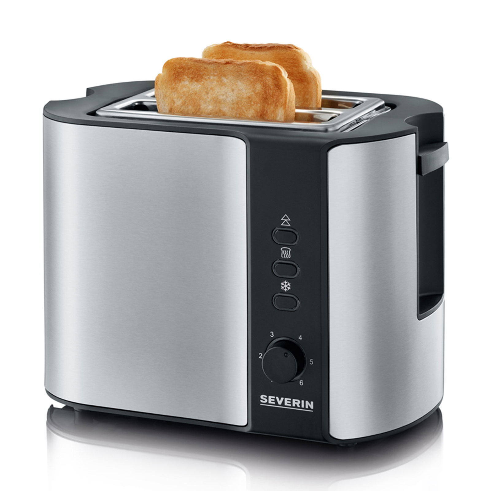 SEVERIN Toaster AT 2589 - Edelstahl-schwarz - 2 Scheiben - 800 W