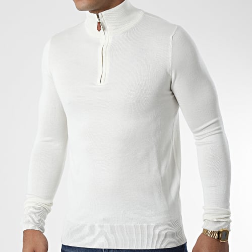 Pull Col Zippé J666 Beige Clair