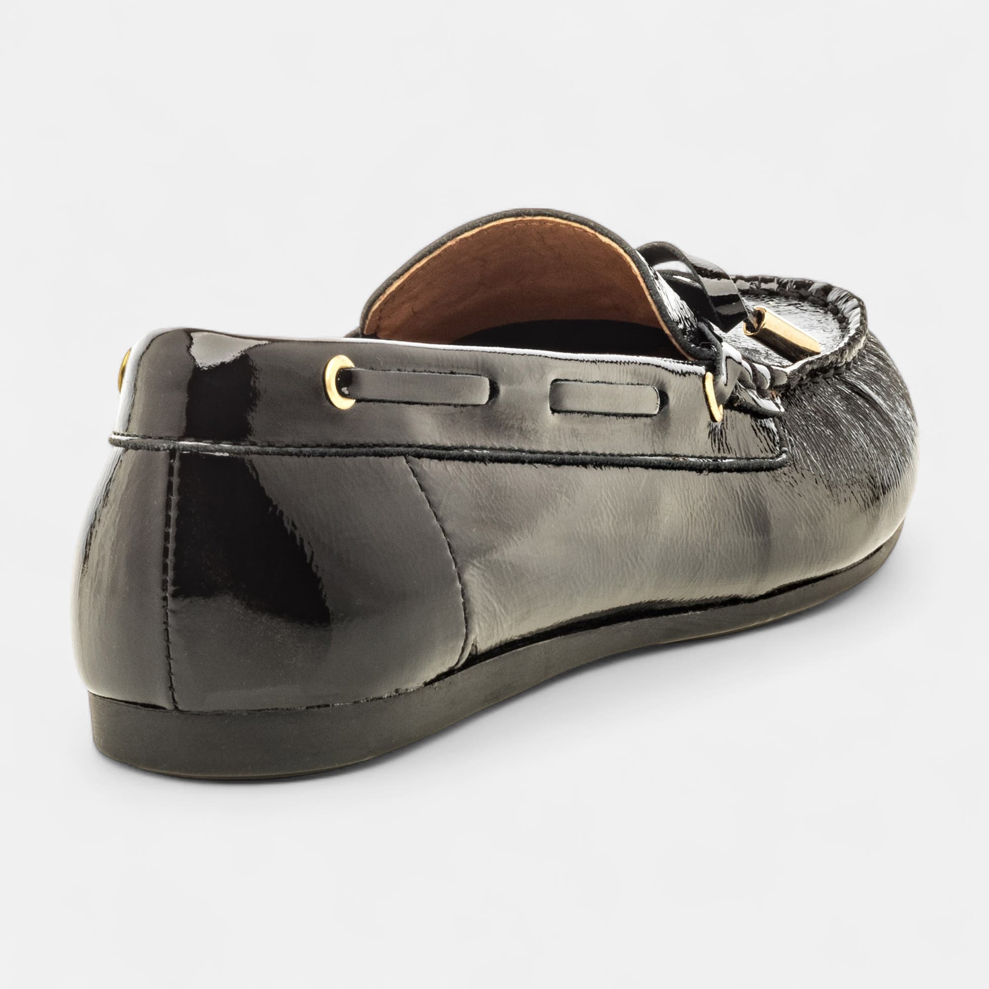 Mocassins Femme en cuir noir vernis