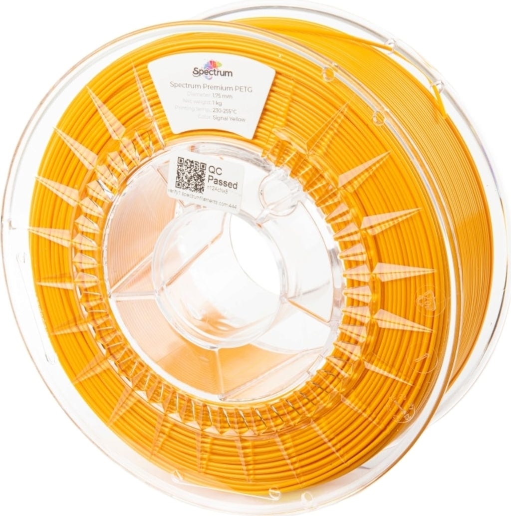Spectrum  PETG Premium Signal Yellow, 1,75 mm / 1000 g    Vielfältiges Filament mit hoher Transparenz & Temperaturbeständigkeit