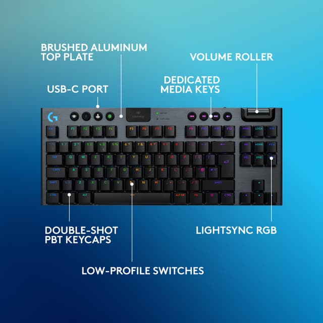 Logitech G915 X Lightspeed TKL trådløst klikbart gamingtastatur (sort)