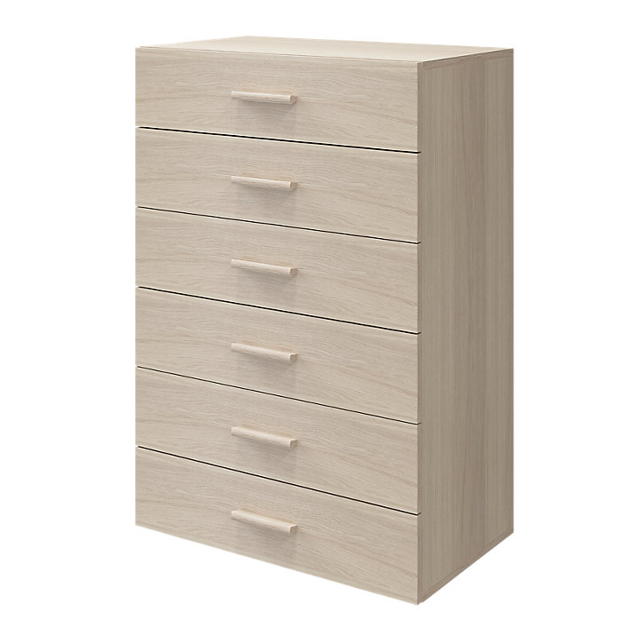 Commode effet chêne 6 tiroirs GoodHome Atomia H. 112,5 x L. 75 x P. 45 cm