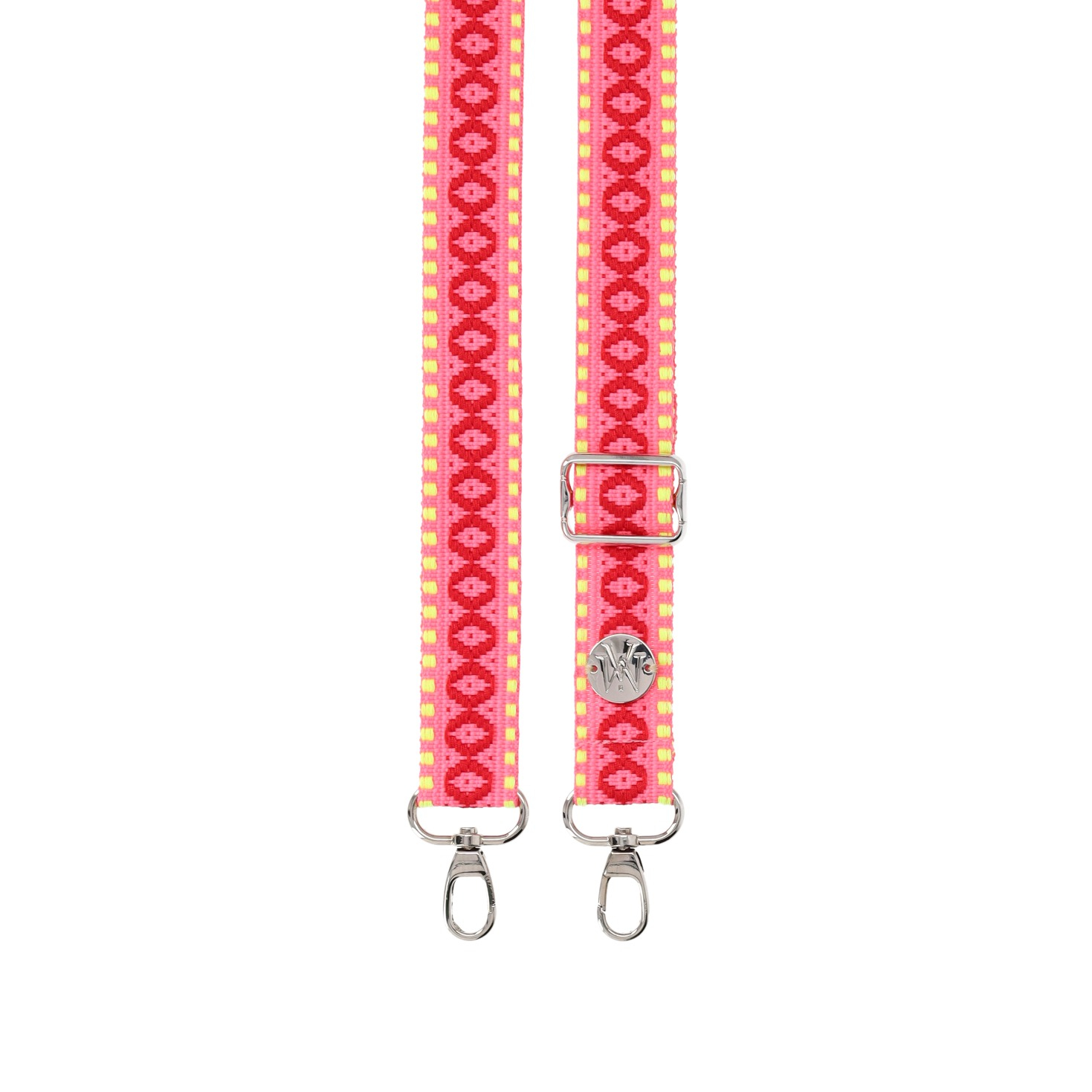 Handyband Handgemachtes Umhängeband für Handyhüllen Indian Silver - Base Fluo Pink / Red / Fluo Yellow Assos