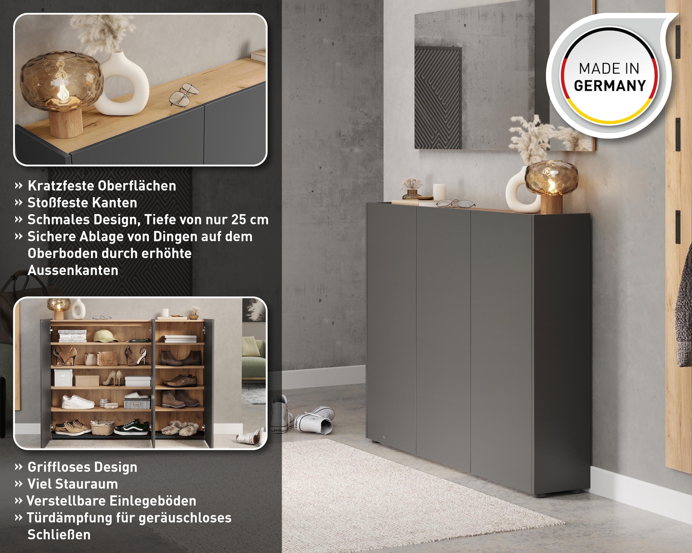 GERMANIA Mehrzweckschrank »GW-Libbiano« 1 Stk. tlg. , ideal für schmale Flure, Breite 138 cm, in 3 verschiedenen Höhen