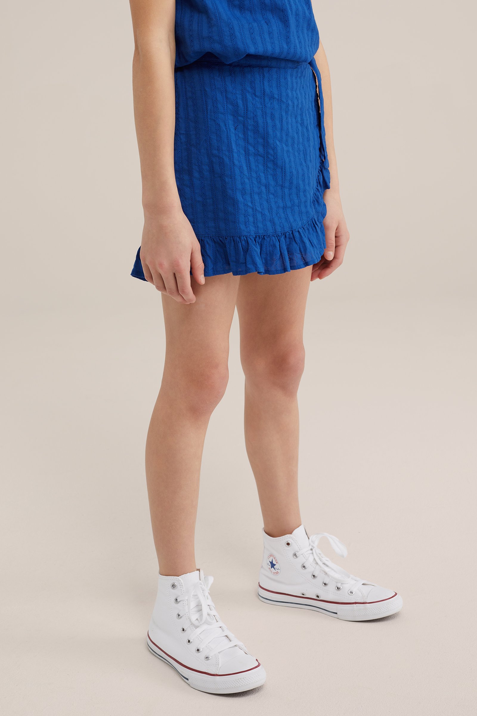 Meisjes skort met broderie anglaise WE Fashion Kobaltblauw