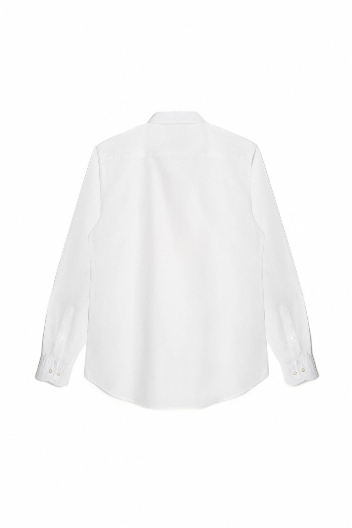 Camisa slim lisa manga larga - Branco