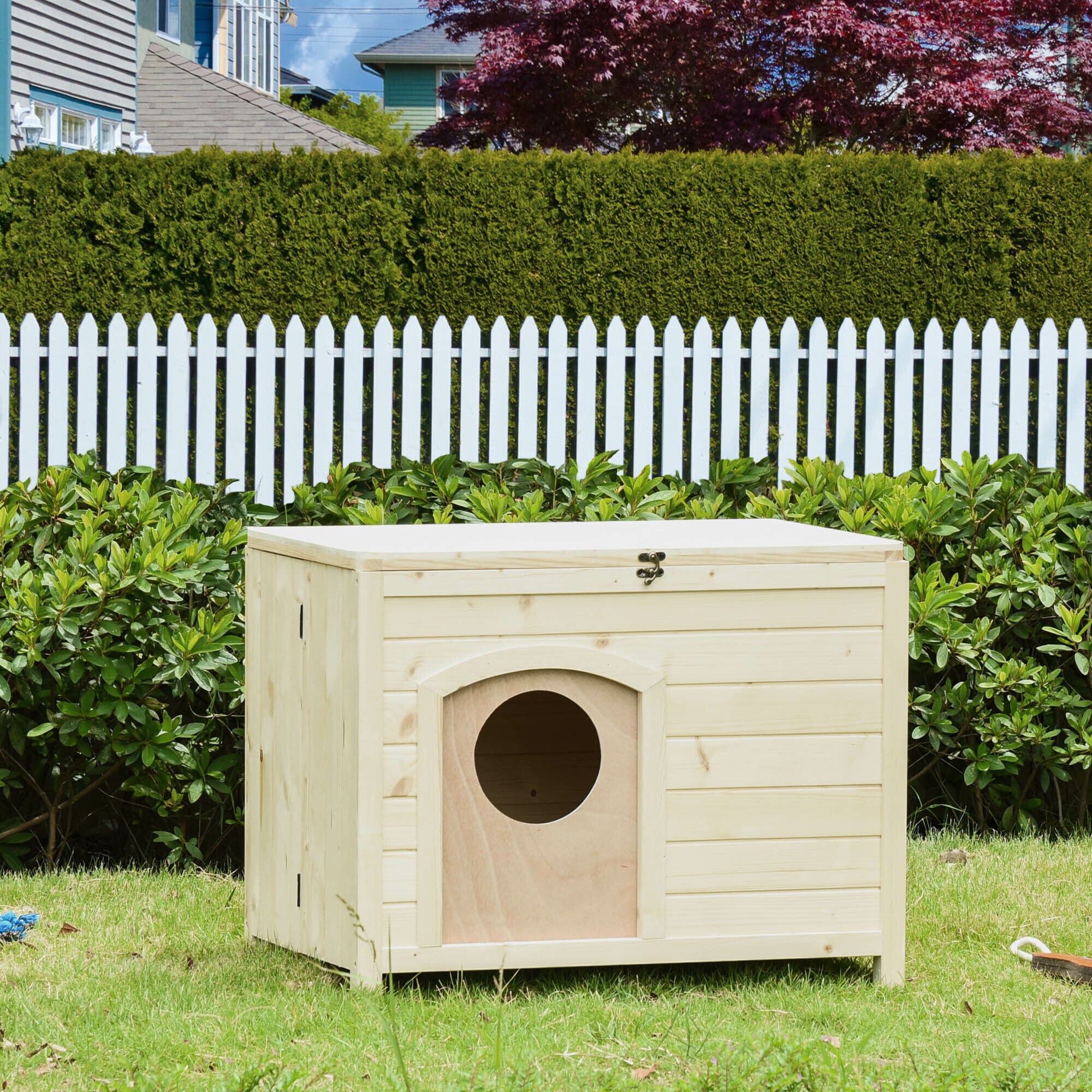 PawHut Tierhaus Faltbares Design, Natürliches Holz Natur 78 x 51 x 62 cm (LxBxH)