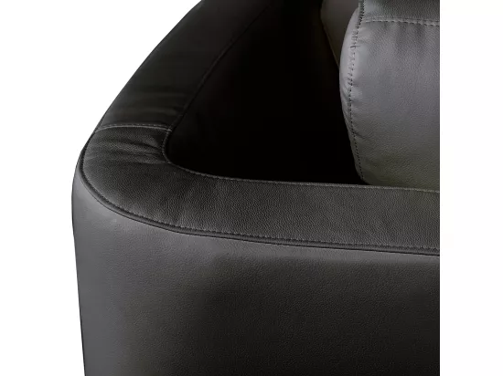 Canapé circulaire modulable en cuir vrai et PU noir ROTUNDE