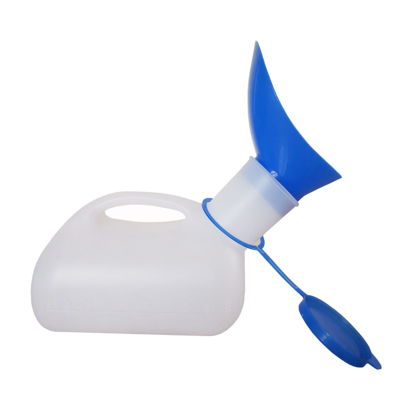 (1L) Unisex Outdoor Urinflasche Notfall Urinal Mobile WC Reise Camping Toilette Pinkel Behälter - Transparent / Blau