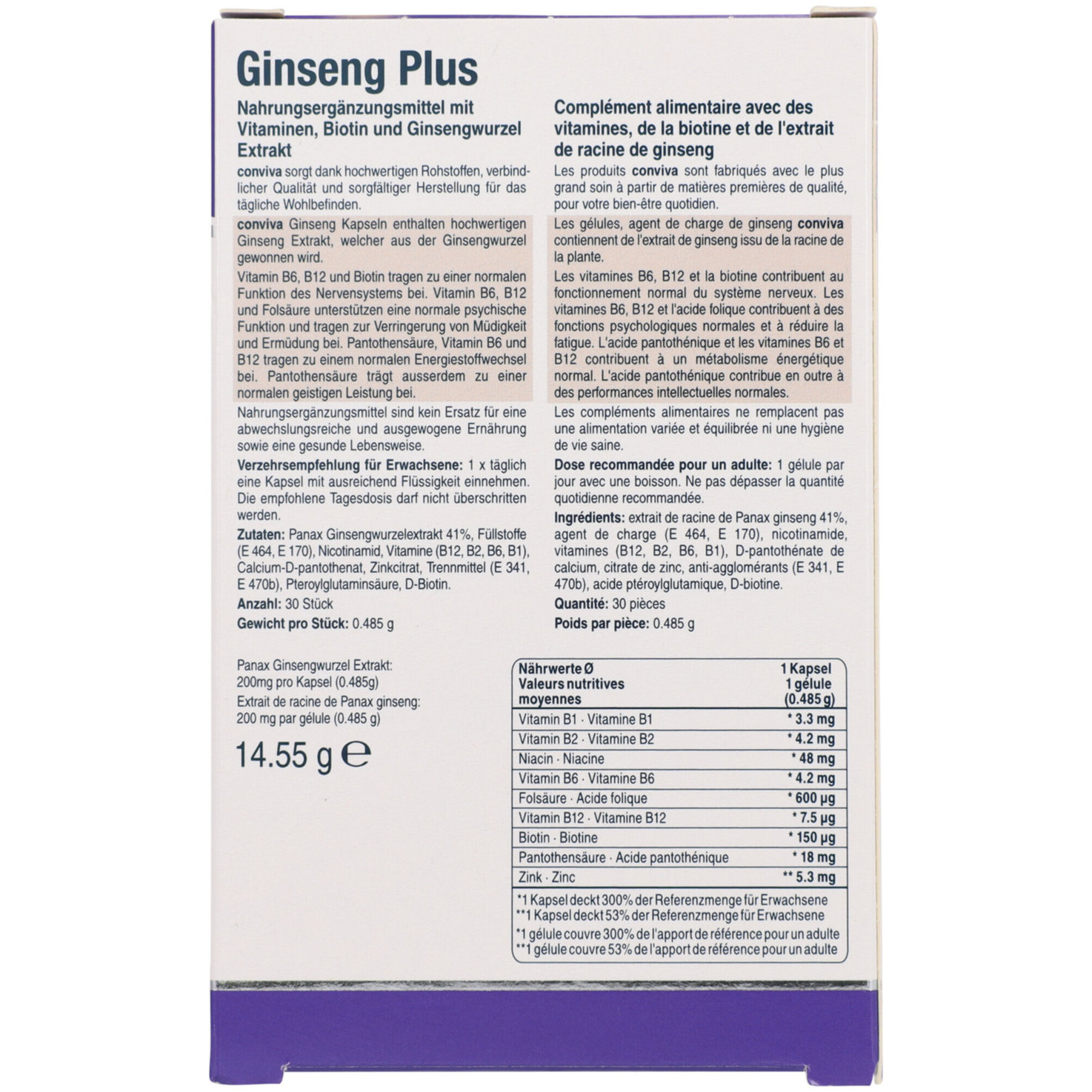 conviva Ginseng Plus 30 Kapseln