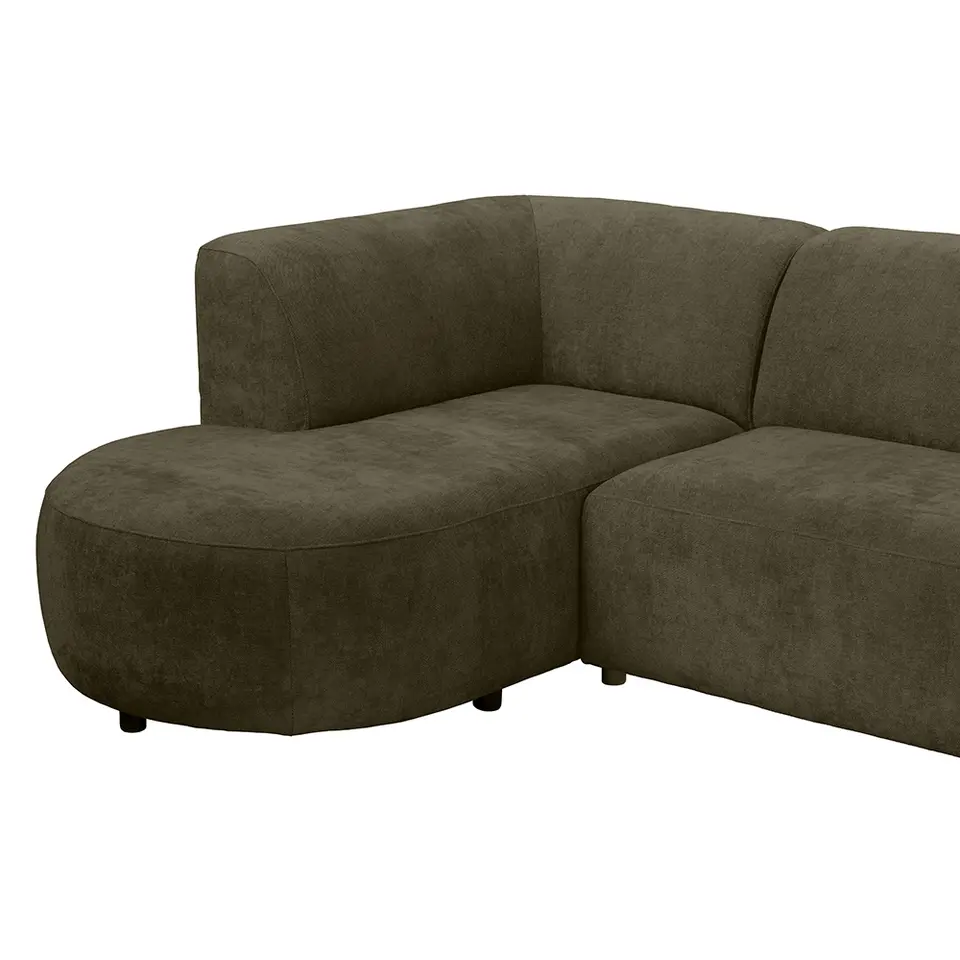 Hoekbank Luna links - stof Rebel - groen