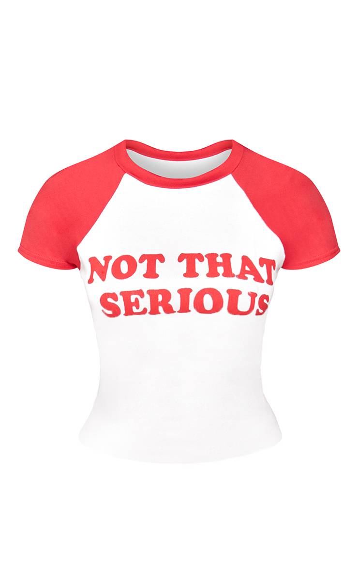 Blanc T-shirt Ajusté À Manches Contrastées Avec Graphisme Not That Serious