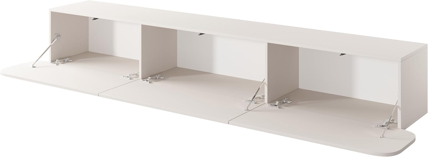 Mirjan24 TV-Lowboard Roteli 3D, Griffloses Öffnungssystem, 3 Klappe/Tür, TV-Board Sideboard, Unterschrank, Fernsehschrank, TV-Tisch, Fernsehtisch (Cashmere)
