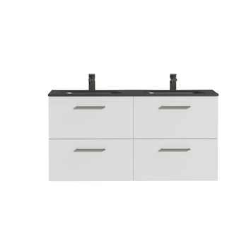 Tiger badkamermeubel Studio 120cm hoogglans wit/matzwart met RVS greep