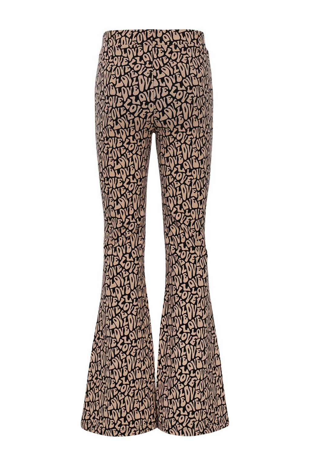 LOOXS flared broek met all over print zand/zwart