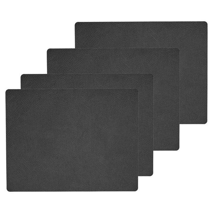 Lind DNA - Tischset Square L, 35 x 45 cm, Hippo schwarz - anthrazit (4er-Set)