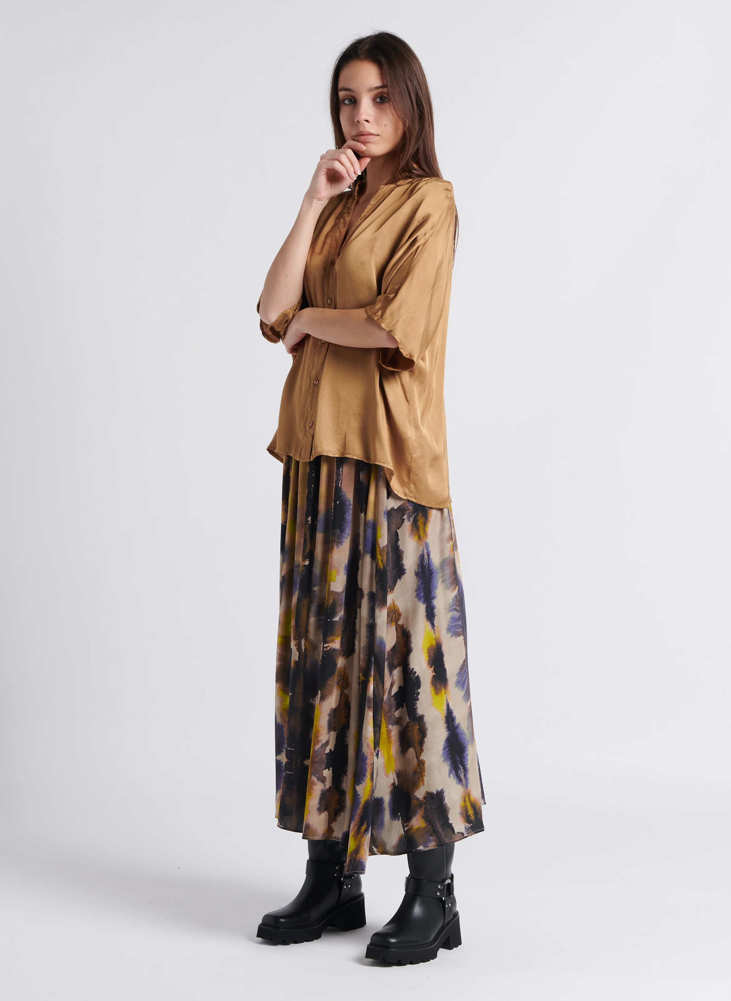 Top ample col V | Marron