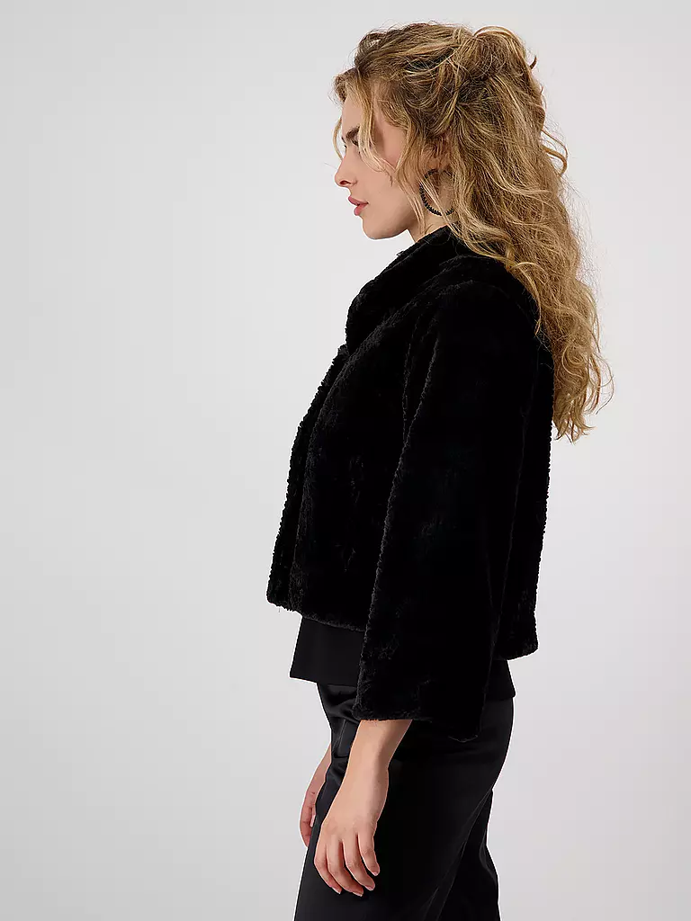MONARI Jacke in Felloptik schwarz