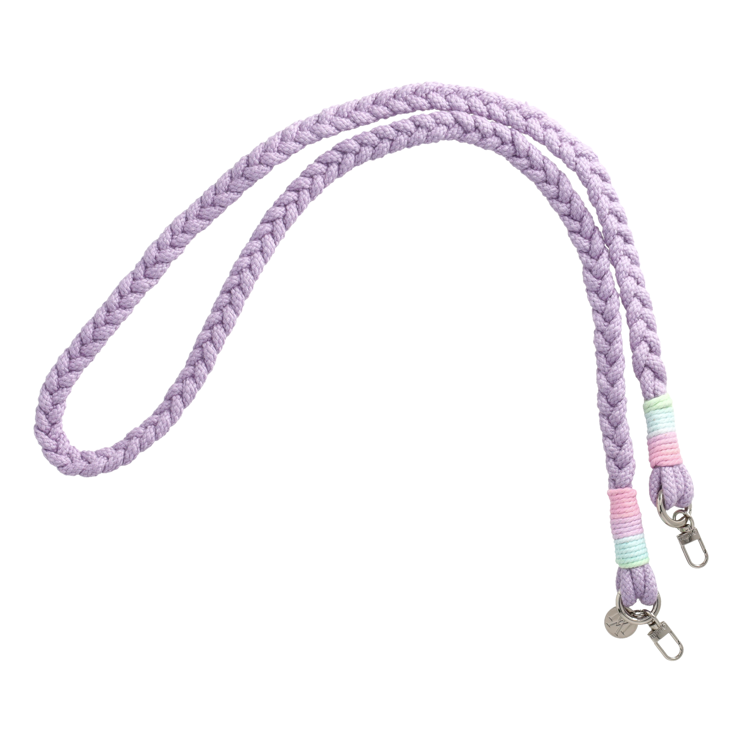Handgemachte Handykordel Geflochtenes Umhängeband für Handyhüllen Silver - Lilac (Rainbow)