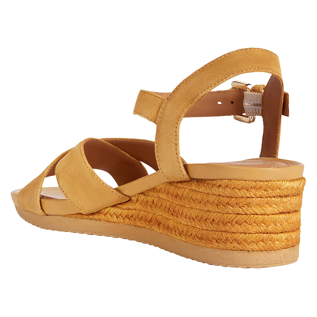 Geox Sandales en Velours de Cuir compensées Ischia jaune foncé - Talon 6.5 cm
