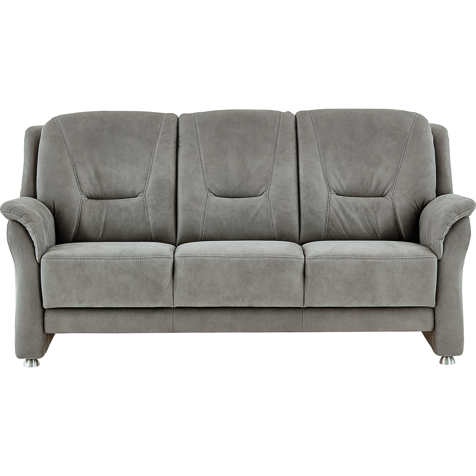 3er-Sofa Mainz Stoff grau, Federkern-Polsterung