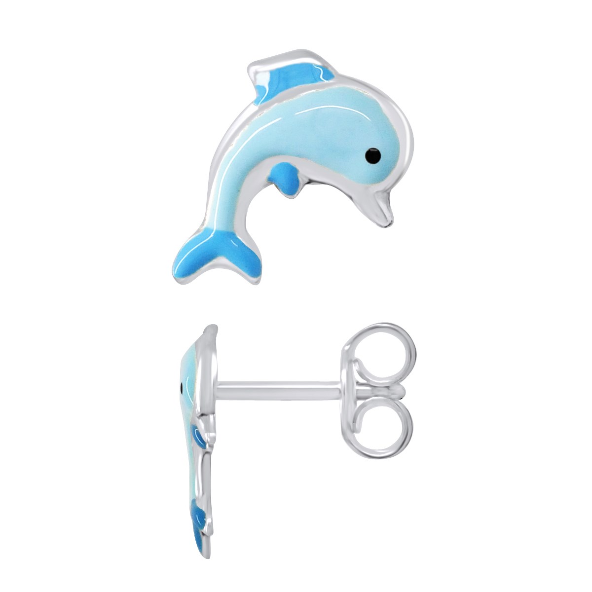 Boucles d'Oreilles DAUPHIN BLEU - Argent 925