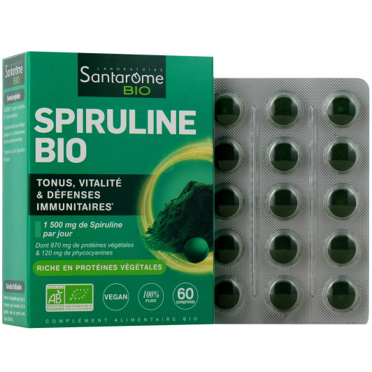 Spiruline Bio 100% pure Santarome - Vitalité, défenses immunitaires