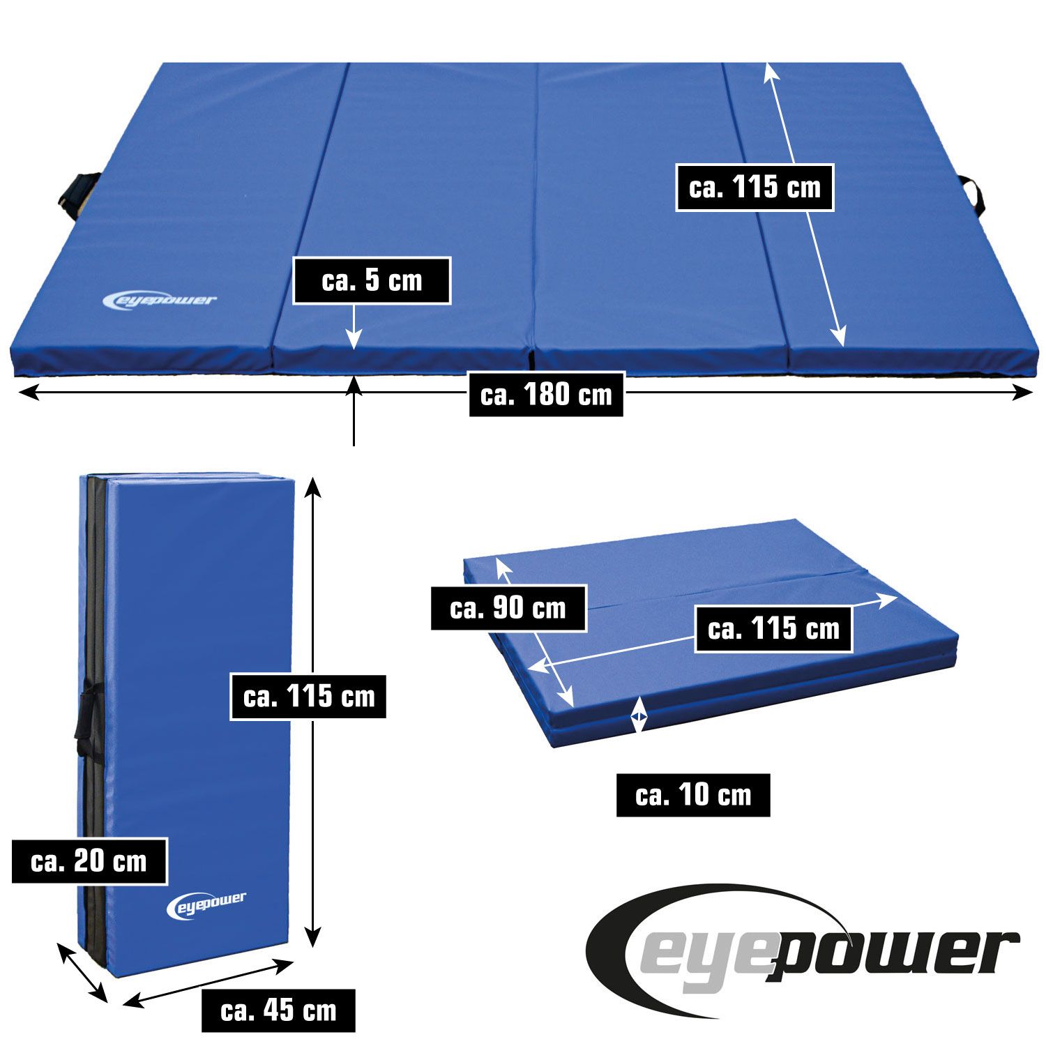 Weichbodenmatte 180*115*5cm blau/schwarz