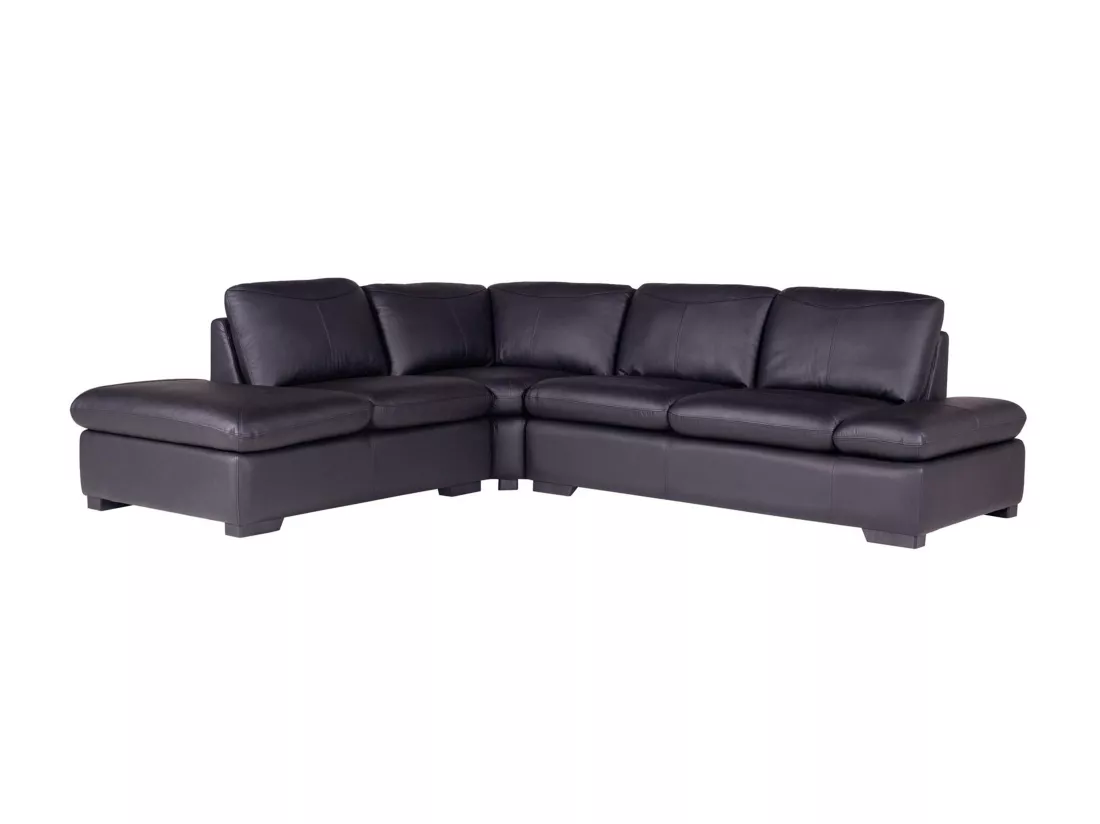 Canapé d'angle en cuir ONYX II - Noir - Angle gauche
